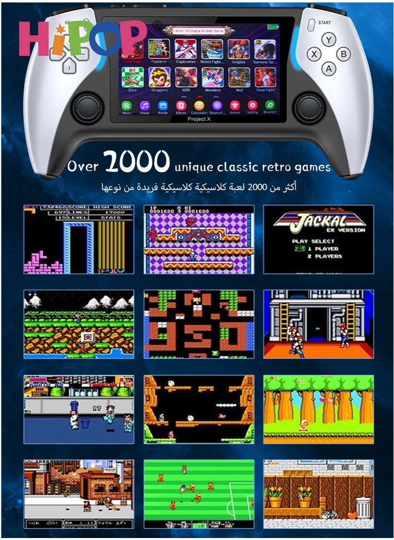 Handheld Games Console with 2000+ Games,Support MP4 Mode,E-books and Music Playback,4.3 Inch HD Screen Retro Arcade Games,2500mAh High-Capacity Battery,Video Game Consoles for Kids