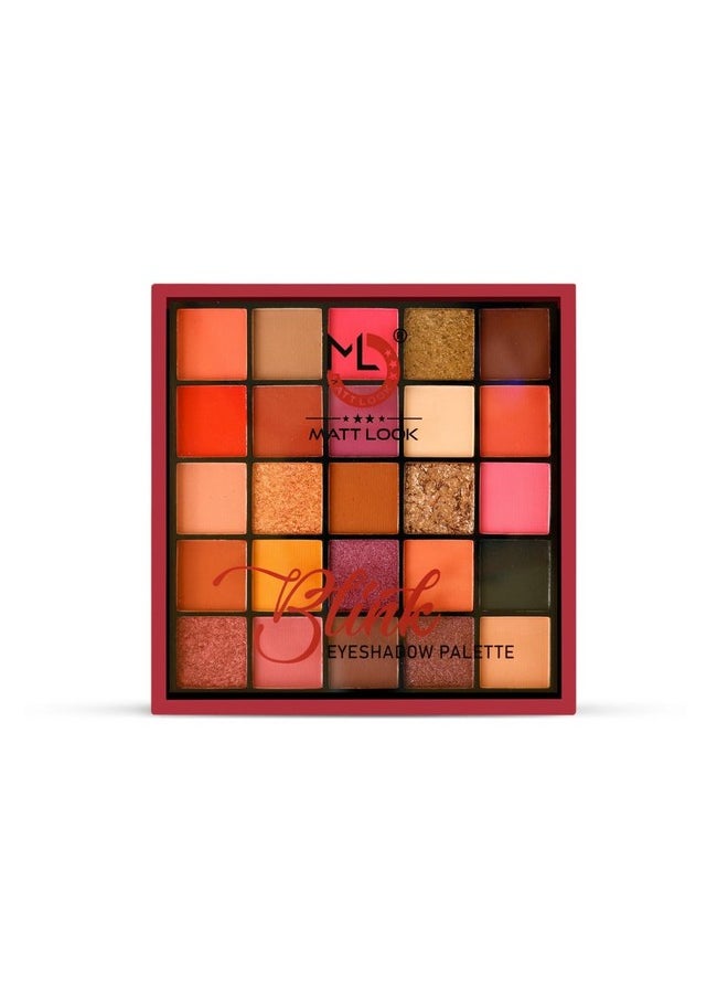 Mattlook 25 Colors Blink Eyeshadow Palette|Highly Pigmented|Blendable|Waterproof|Flawless Finish|Long Lasting|Matte & Shimmery| Creative & Fashion Eye Make-Up-Mutlicolor 03 (26G)