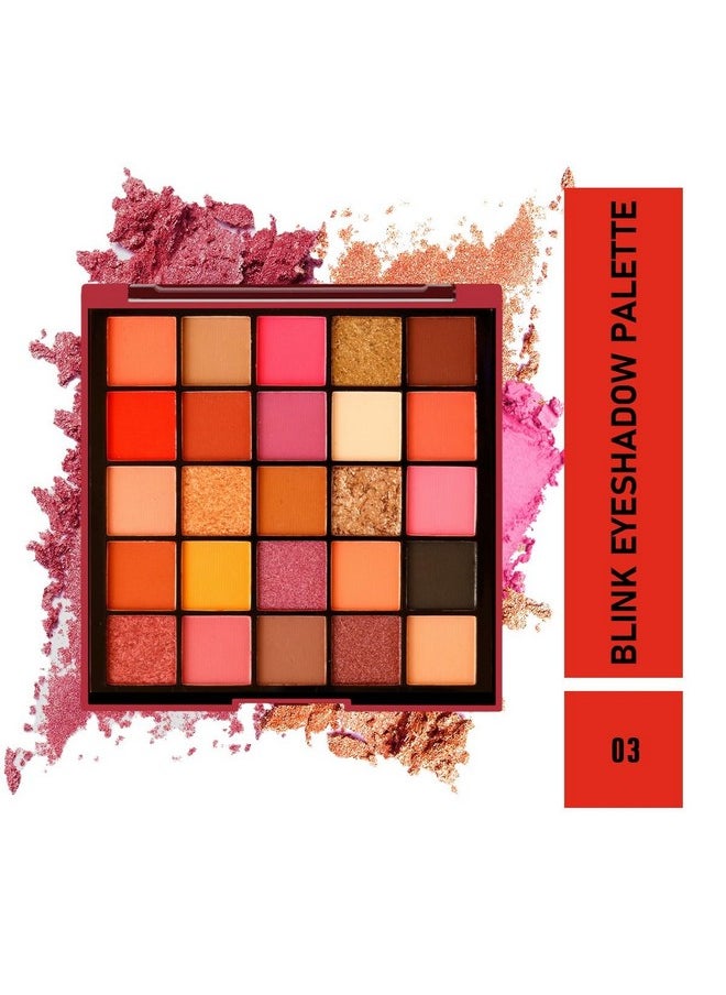 Mattlook 25 Colors Blink Eyeshadow Palette|Highly Pigmented|Blendable|Waterproof|Flawless Finish|Long Lasting|Matte & Shimmery| Creative & Fashion Eye Make-Up-Mutlicolor 03 (26G)