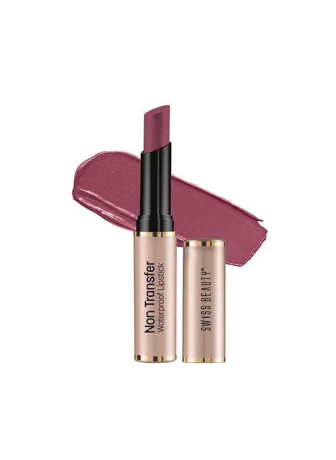 Non-Transfer Waterproof Lipstick With Jojoba Seed Oil | Matte Finish | Long-Lasting | Highly Pigmented | Shade- Lust On, 3Gm