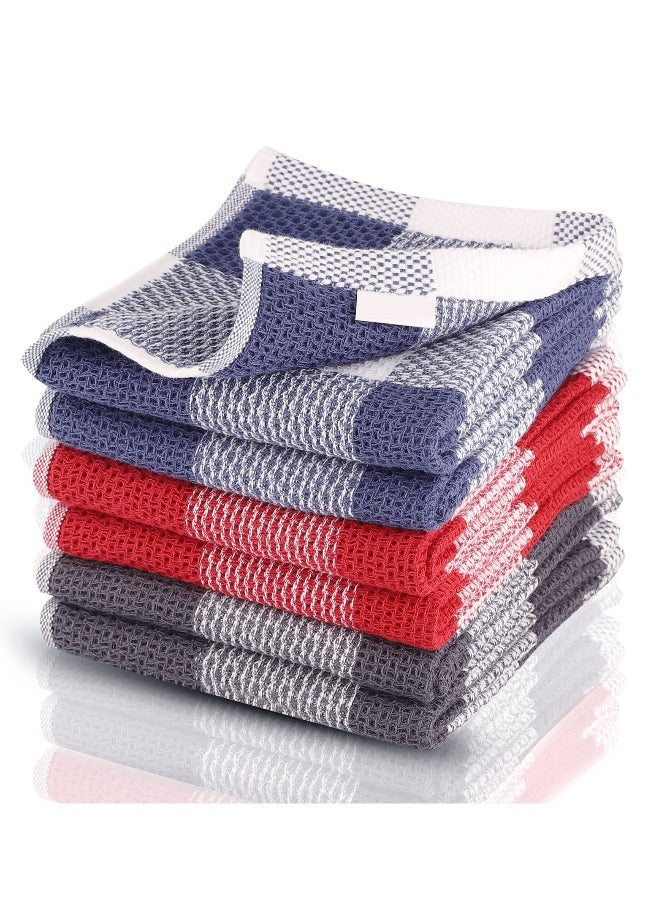 6 Packs 13x28 Kitchen Dish Cloths, Absorbent and Soft 100% Pure Cotton Dish Cloths, Nonstick Oil Washable Fast Drying, Suitable for Drying Dishes, Absorbent Bar Mop Towels