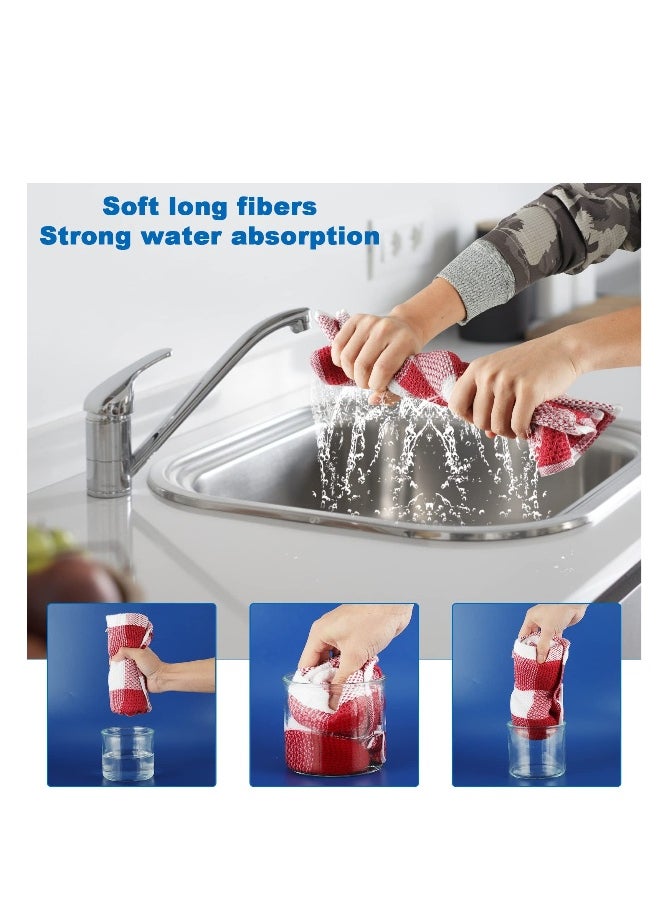 6 Packs 13x28 Kitchen Dish Cloths, Absorbent and Soft 100% Pure Cotton Dish Cloths, Nonstick Oil Washable Fast Drying, Suitable for Drying Dishes, Absorbent Bar Mop Towels