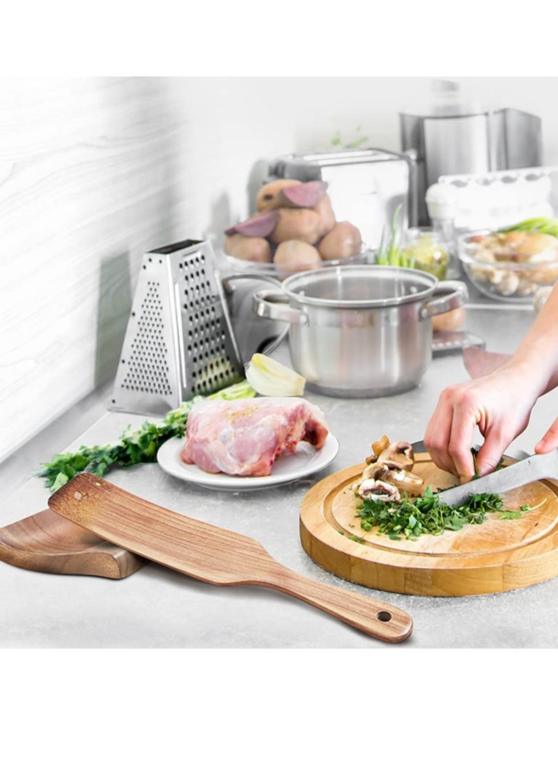 Wooden Spoon Rest For Kitchen Counter, Natural Acacia Wood Spoon Holder For Stove Top or Counter Top, Perfect for Placing Kitchen Utensils, Ladle, Spatula, Tongs, Fork & More, 4.7×4.5 Inch