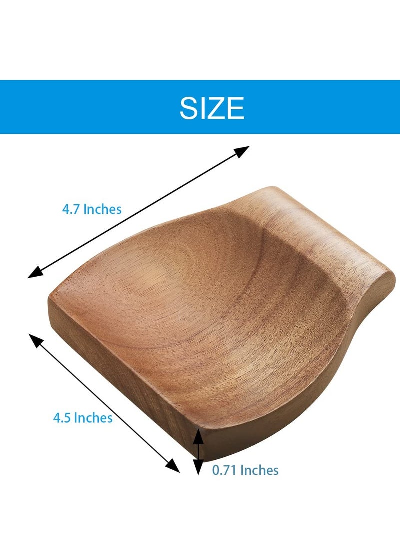 Wooden Spoon Rest For Kitchen Counter, Natural Acacia Wood Spoon Holder For Stove Top or Counter Top, Perfect for Placing Kitchen Utensils, Ladle, Spatula, Tongs, Fork & More, 4.7×4.5 Inch