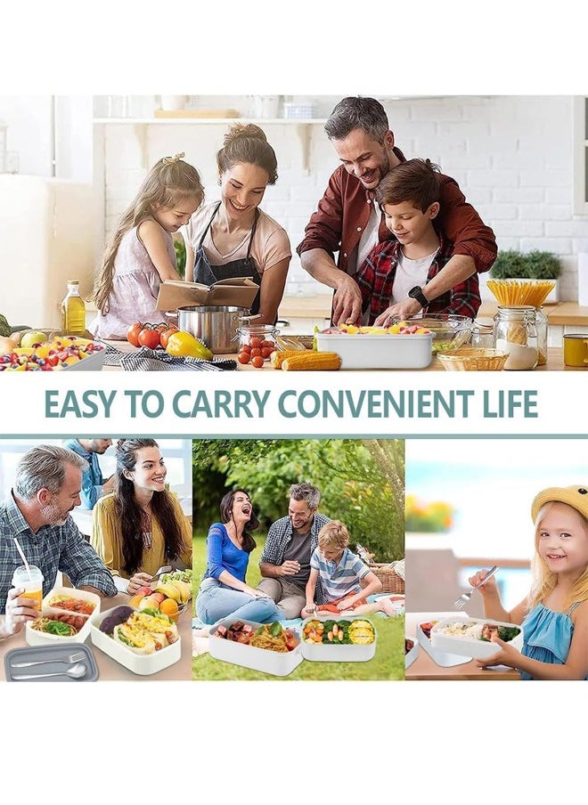 2- Layer Leakproof Bento Box-Large Lunch Box with Compartments und Cutlery Set-Food Picks for Lunch Box Containers for Adults-Microwave Food SafeBento Boxes