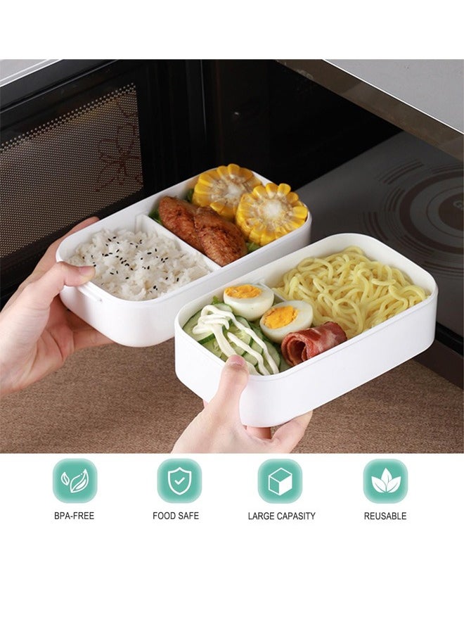 2- Layer Leakproof Bento Box-Large Lunch Box with Compartments und Cutlery Set-Food Picks for Lunch Box Containers for Adults-Microwave Food SafeBento Boxes