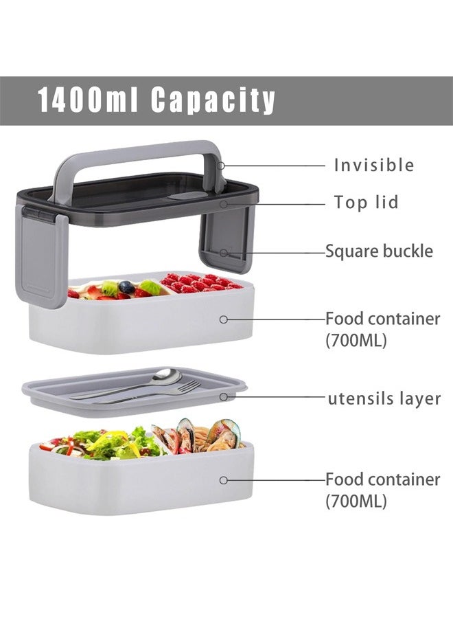 2- Layer Leakproof Bento Box-Large Lunch Box with Compartments und Cutlery Set-Food Picks for Lunch Box Containers for Adults-Microwave Food SafeBento Boxes