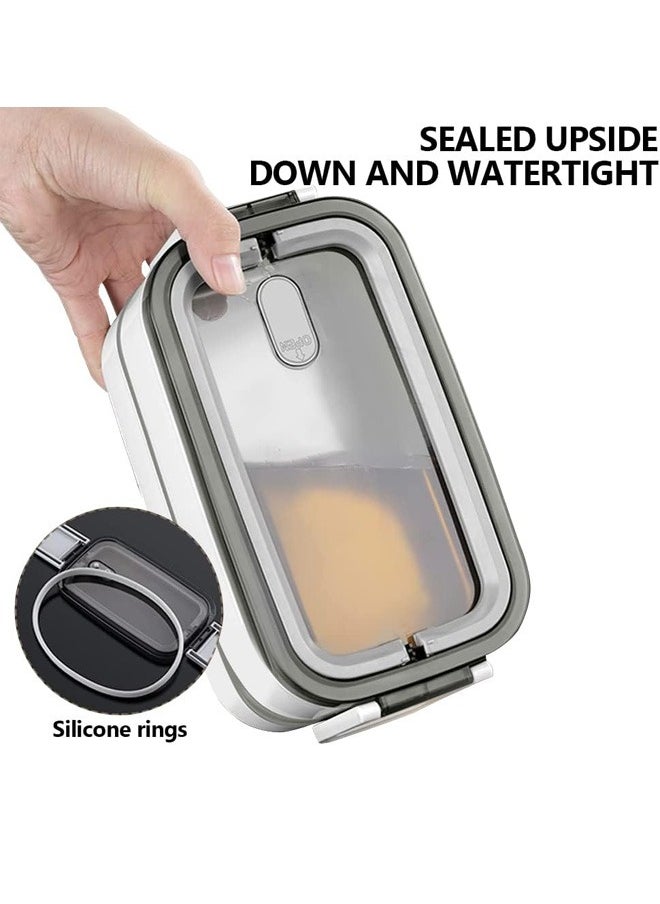 2- Layer Leakproof Bento Box-Large Lunch Box with Compartments und Cutlery Set-Food Picks for Lunch Box Containers for Adults-Microwave Food SafeBento Boxes