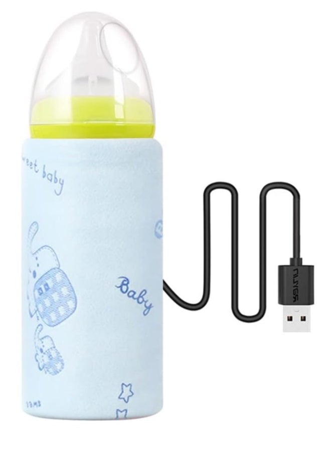 Baby Bottle Warmer Usb Portable Travel Infant Baby Feeding Bottle Water Constant Temperature Milk Warmer Feeding Bottle Warmer Heater For Car Travel Long Trip(Blue)