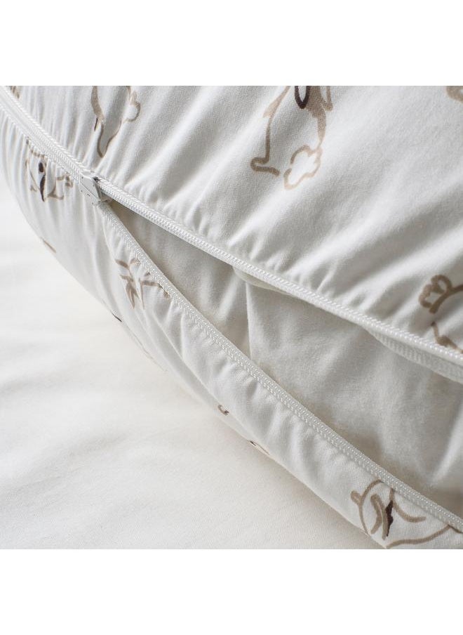 Cover for nursing pillow, rabbit pattern/white, 60x50x18 cm