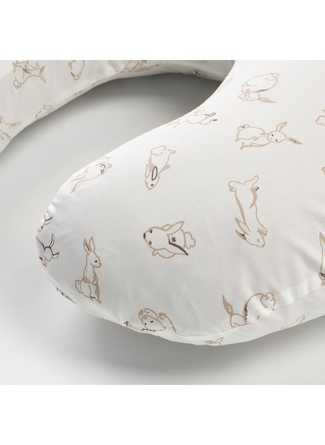 Cover for nursing pillow, rabbit pattern/white, 60x50x18 cm