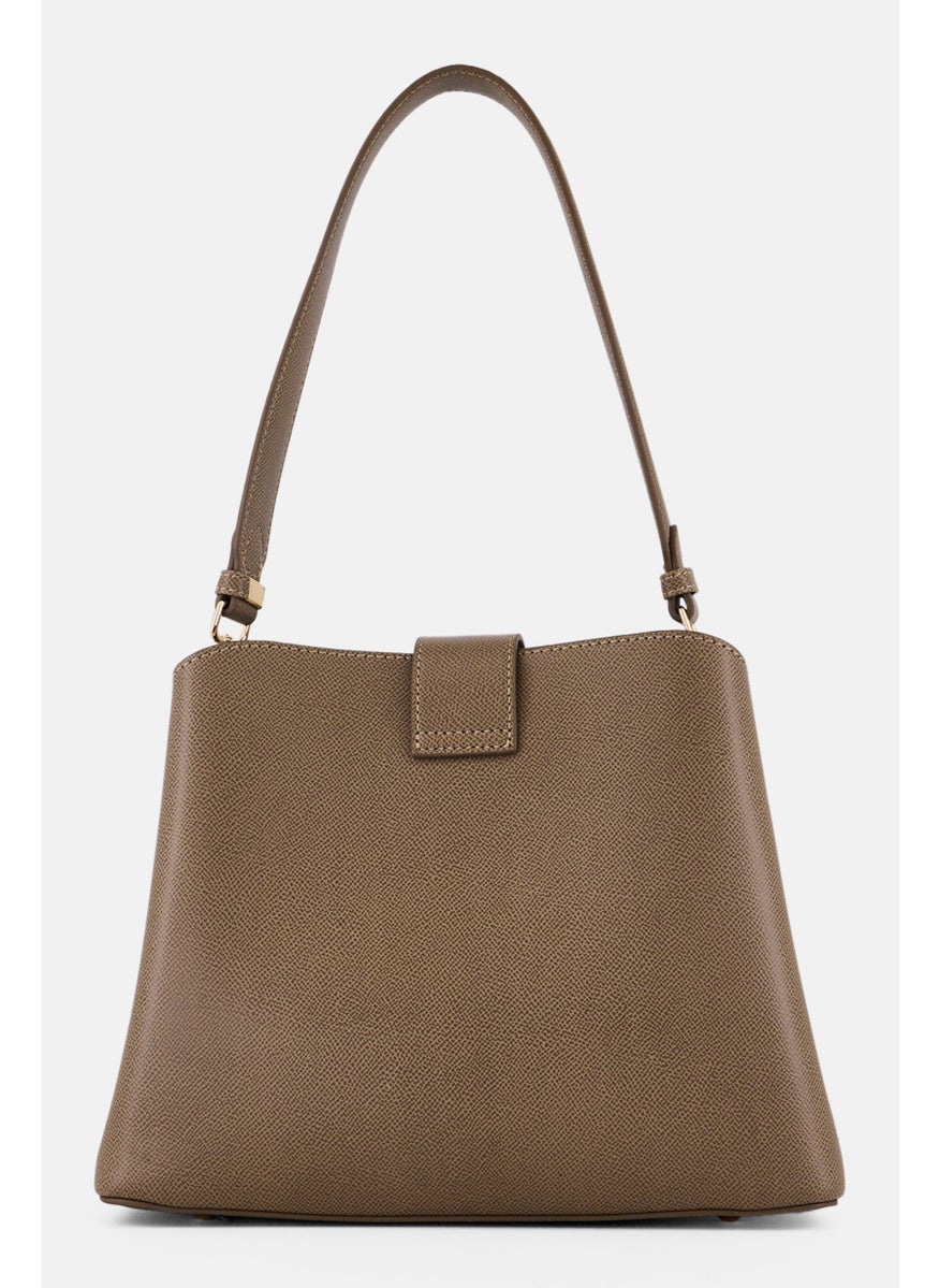 Women Textured Shoulder Bag, Taupe