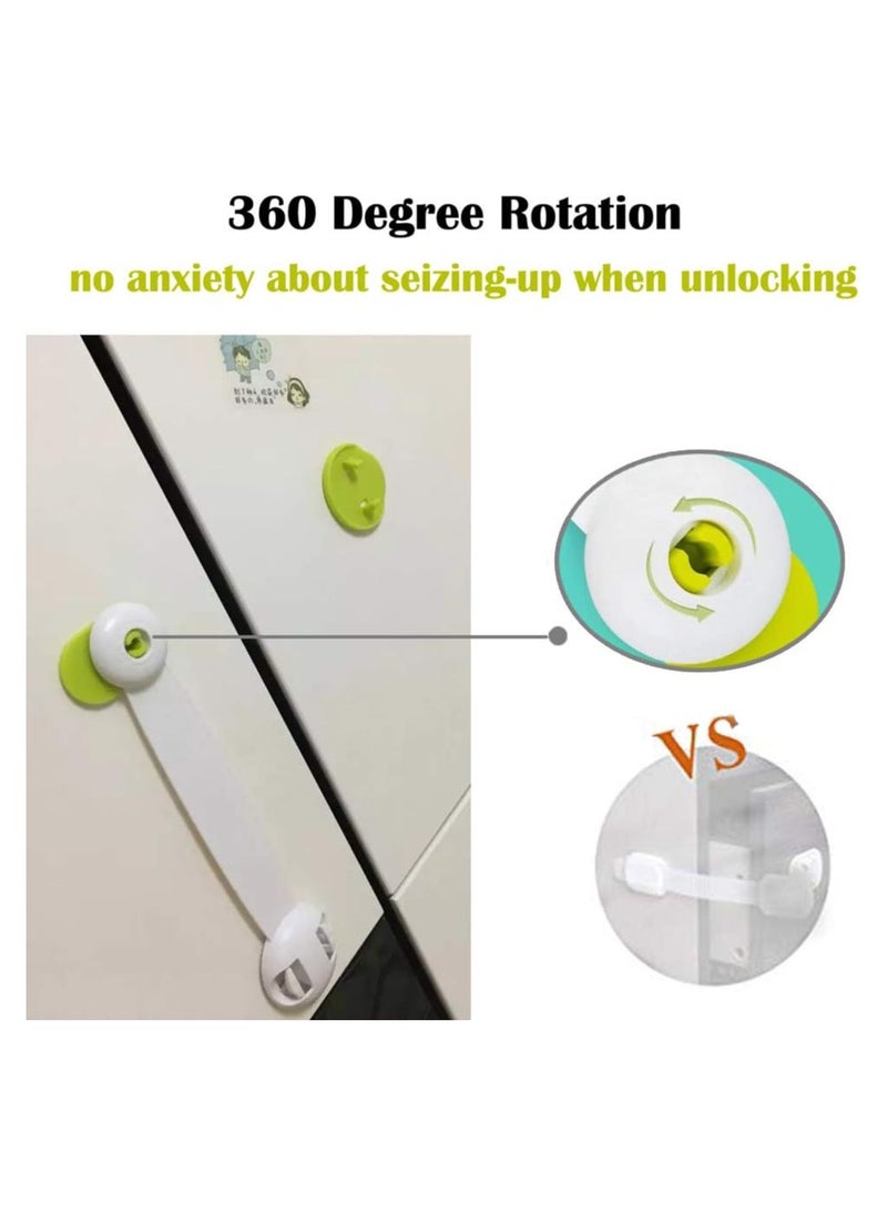 Baby Safety Lock, Child Safety Cupboard Strap Locks, No Tools Or Drilling Needed, Baby Proof Double Lock System For Cabinets, Drawers, Oven, Fridge, Toilet Seat 5 Packs