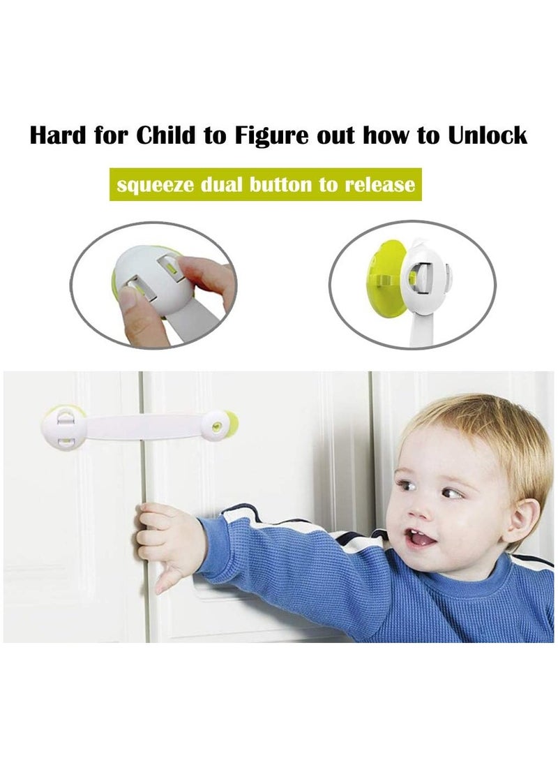 Baby Safety Lock, Child Safety Cupboard Strap Locks, No Tools Or Drilling Needed, Baby Proof Double Lock System For Cabinets, Drawers, Oven, Fridge, Toilet Seat 5 Packs