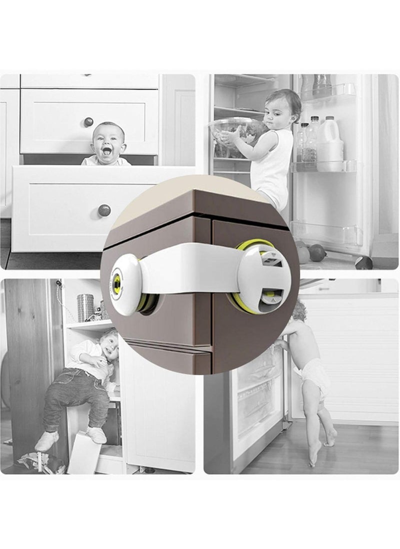 Baby Safety Lock, Child Safety Cupboard Strap Locks, No Tools Or Drilling Needed, Baby Proof Double Lock System For Cabinets, Drawers, Oven, Fridge, Toilet Seat 5 Packs