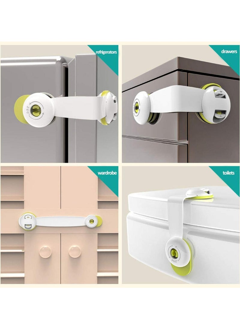 Baby Safety Lock, Child Safety Cupboard Strap Locks, No Tools Or Drilling Needed, Baby Proof Double Lock System For Cabinets, Drawers, Oven, Fridge, Toilet Seat 5 Packs