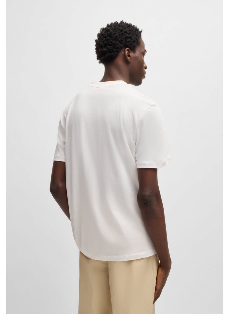 Cotton-jersey T-shirt with geometric logo embroidery
