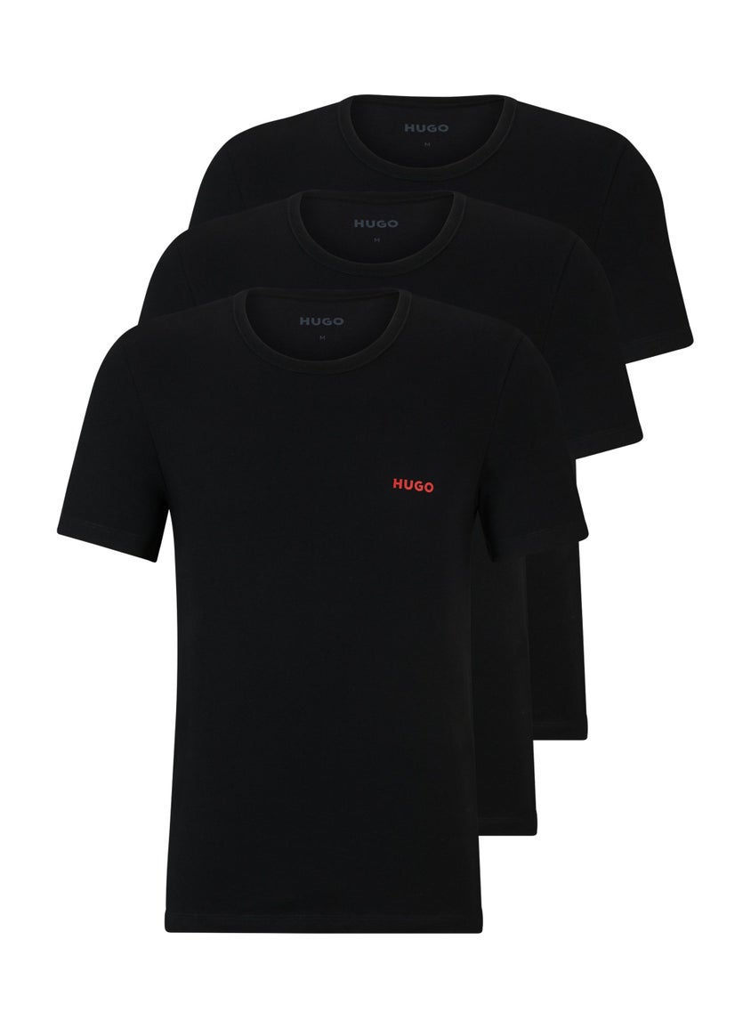 Three-pack of cotton underwear T-shirts with logo print