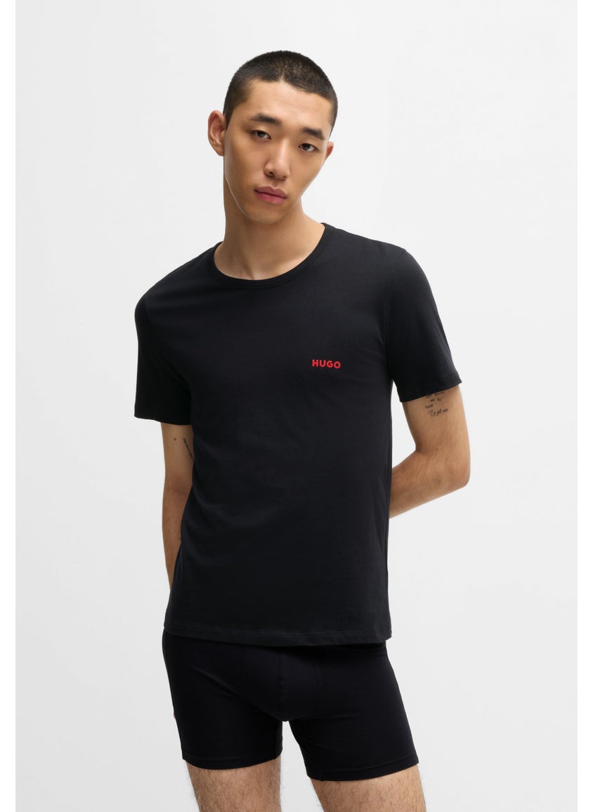 Three-pack of cotton underwear T-shirts with logo print