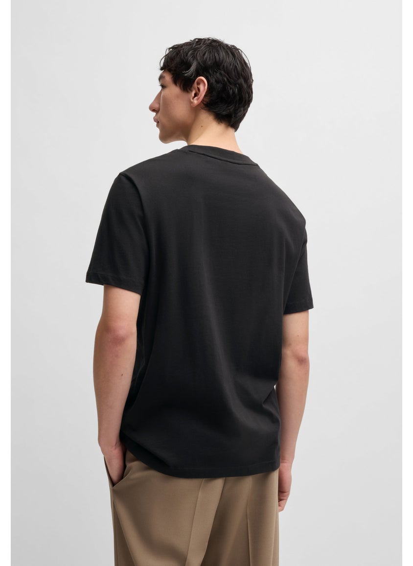 Cotton-jersey T-shirt with geometric logo embroidery