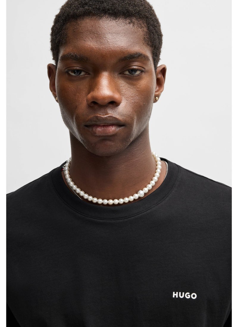 Cotton-jersey T-shirt with logo print