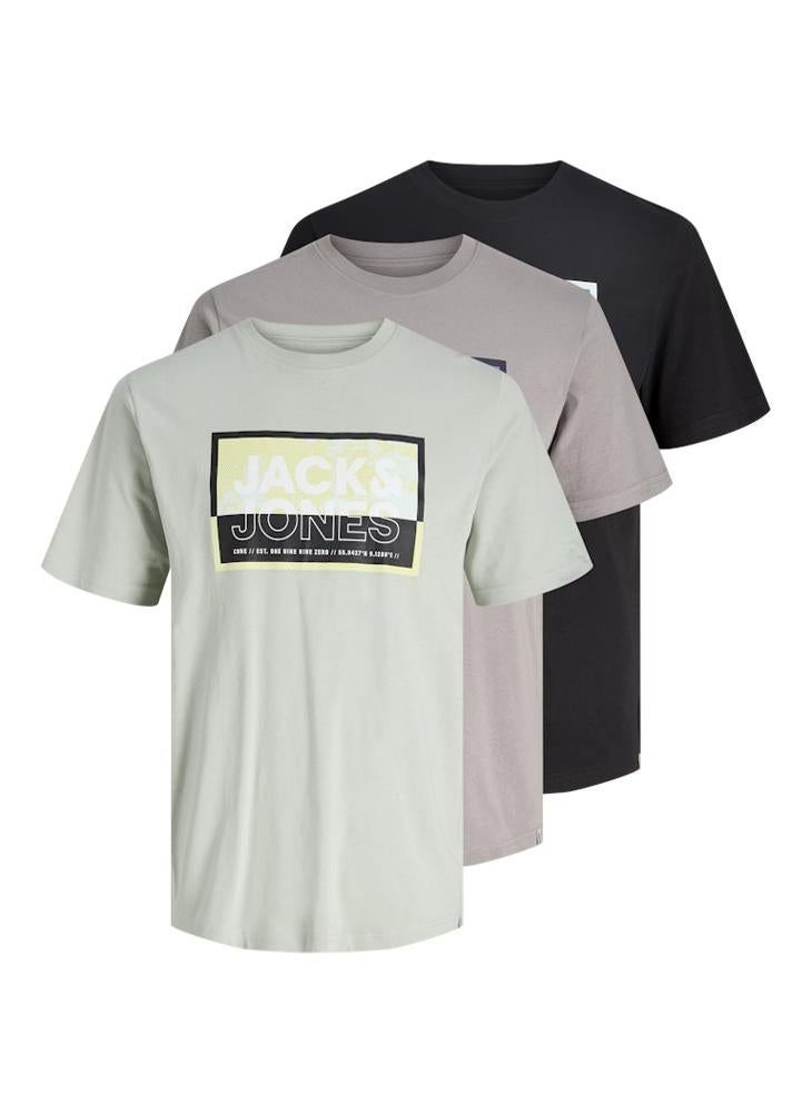 3 Pack Jcologan Summer Print Crew Neck T-Shirt