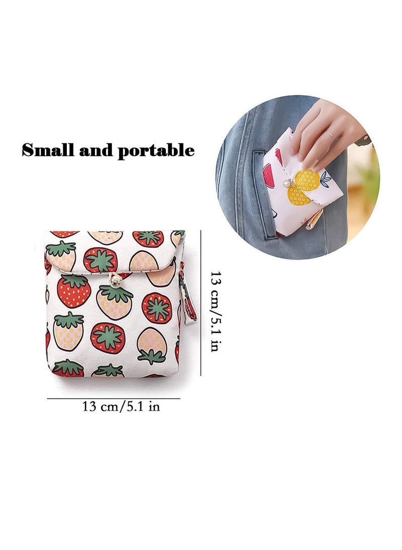 5 Pieces Portable Sanitary Napkin Storage Bag Cute Sanitary Storage Bag with Button and Hanging Loop Rectangular Storage Bag Menstrual Pad Bags for Women Girls Cosmetics Candy