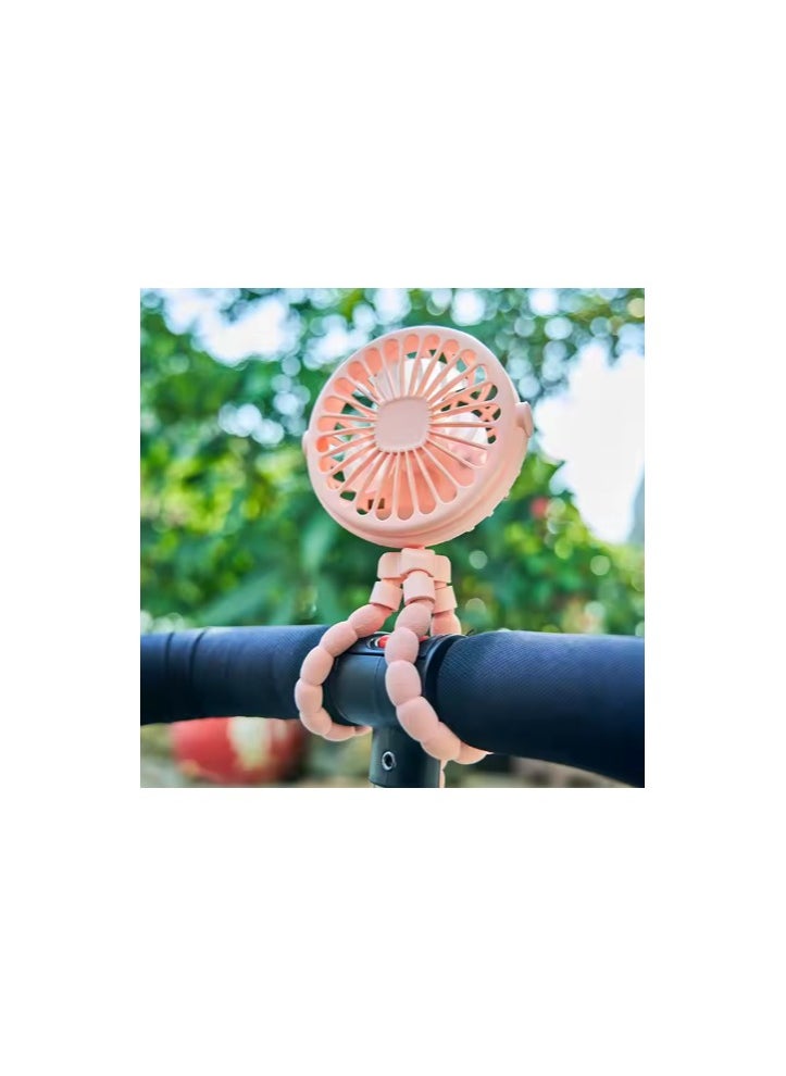 Baby Stroller Fan – USB Rechargeable, 3-Speed Portable Octopus Fan Flexible Tripod Clip, 360° Rotation, Quiet, Wearable, Wireless, Portable