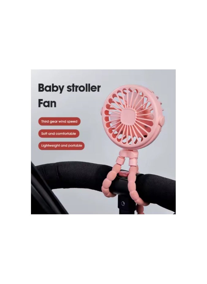 Baby Stroller Fan – USB Rechargeable, 3-Speed Portable Octopus Fan Flexible Tripod Clip, 360° Rotation, Quiet, Wearable, Wireless, Portable