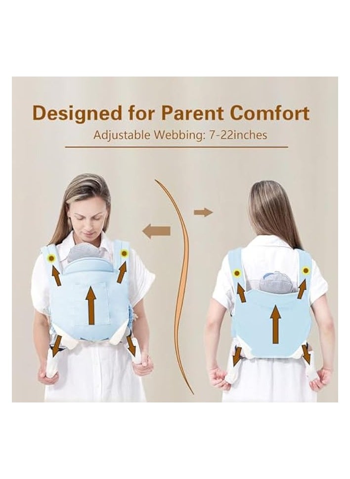 Baby Sling Carrier, Adjustable Breathable Ergonomic Hip Seat for Toddlers and Infants, Suitable for Breastfeeding & On-The-Go (Blue)