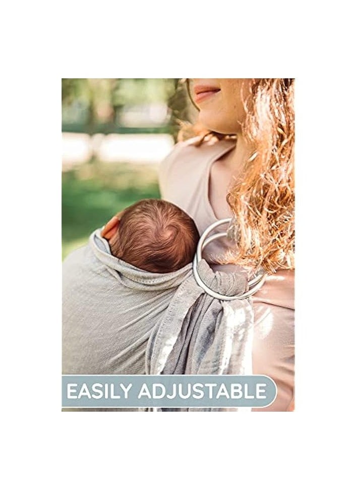 Baby Carrier Wrap and Ring Sling - Cotton Muslin Infant Front and Chest Carrier for Newborns and Toddlers (Grey)