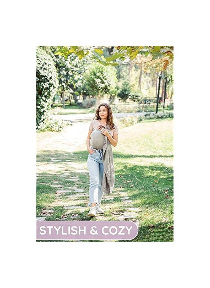 Baby Carrier Wrap and Ring Sling - Cotton Muslin Infant Front and Chest Carrier for Newborns and Toddlers (Grey)