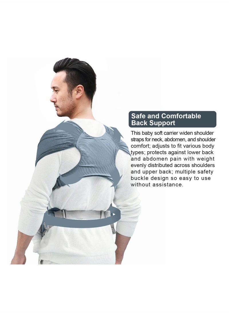 Adjustable Baby Wrap Carrier for Newborns to Toddlers, Stretchy Sling for Infants and Children up to 35 lbs, Ideal for Comfort and Support in New Gray