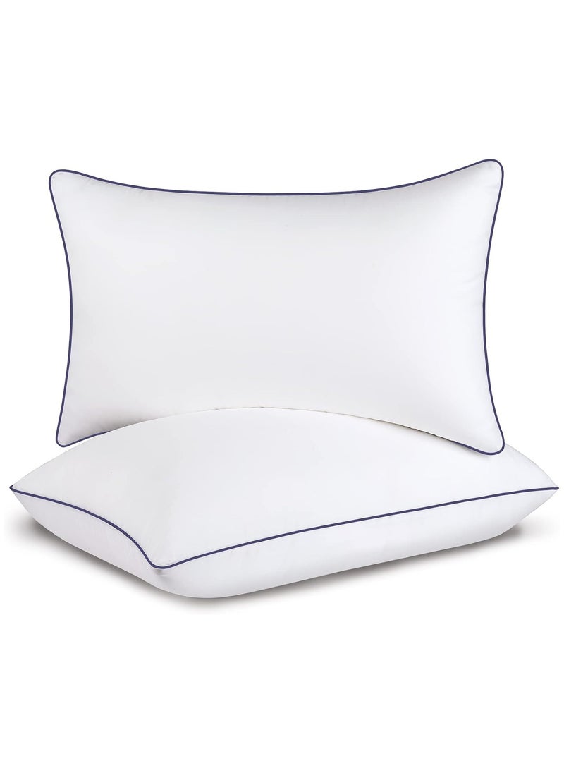 Bed Pillows for Sleeping-2 Pack Queen Size Set of 2 Pillow for Side Back and Stomach Sleepers, Down Alternative Filling Luxury Soft Quality with Premium Plush (White)