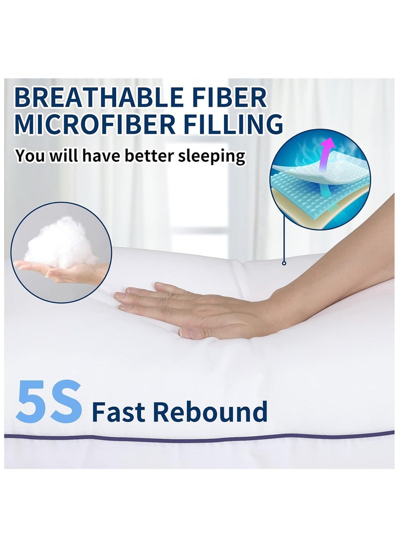 Bed Pillows for Sleeping-2 Pack Queen Size Set of 2 Pillow for Side Back and Stomach Sleepers, Down Alternative Filling Luxury Soft Quality with Premium Plush (White)