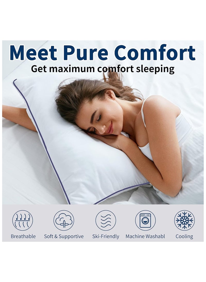 Bed Pillows for Sleeping-2 Pack Queen Size Set of 2 Pillow for Side Back and Stomach Sleepers, Down Alternative Filling Luxury Soft Quality with Premium Plush (White)