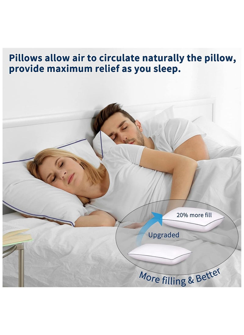 Bed Pillows for Sleeping-2 Pack Queen Size Set of 2 Pillow for Side Back and Stomach Sleepers, Down Alternative Filling Luxury Soft Quality with Premium Plush (White)
