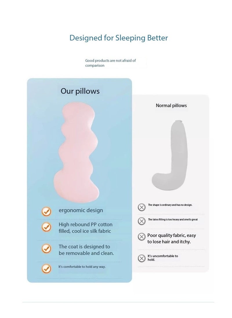Ice Silk Adult Body Pillow 130cm Long Pillow Detachable and Washable Pregnant Women's Side Sleep Pillow Summer Cool and Breathable Pillow Multi functional Sofa Bedroom Napping Pillow Support Waist Back Legs Sleep Companion