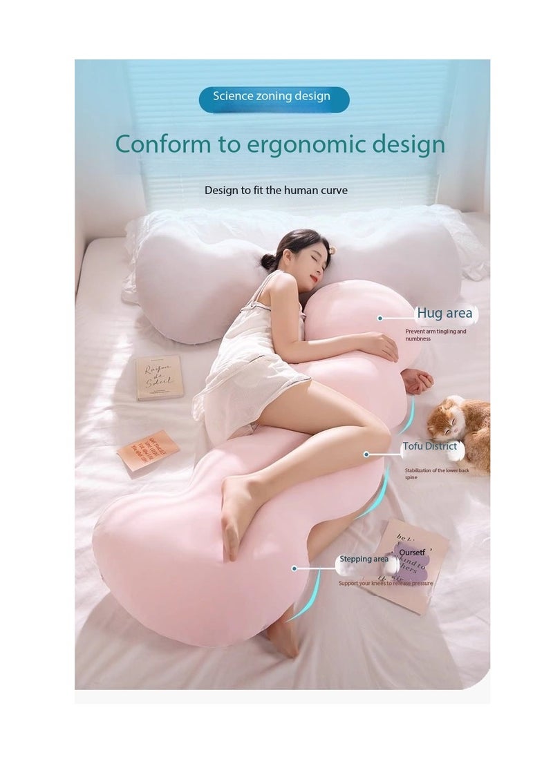 Ice Silk Adult Body Pillow 130cm Long Pillow Detachable and Washable Pregnant Women's Side Sleep Pillow Summer Cool and Breathable Pillow Multi functional Sofa Bedroom Napping Pillow Support Waist Back Legs Sleep Companion
