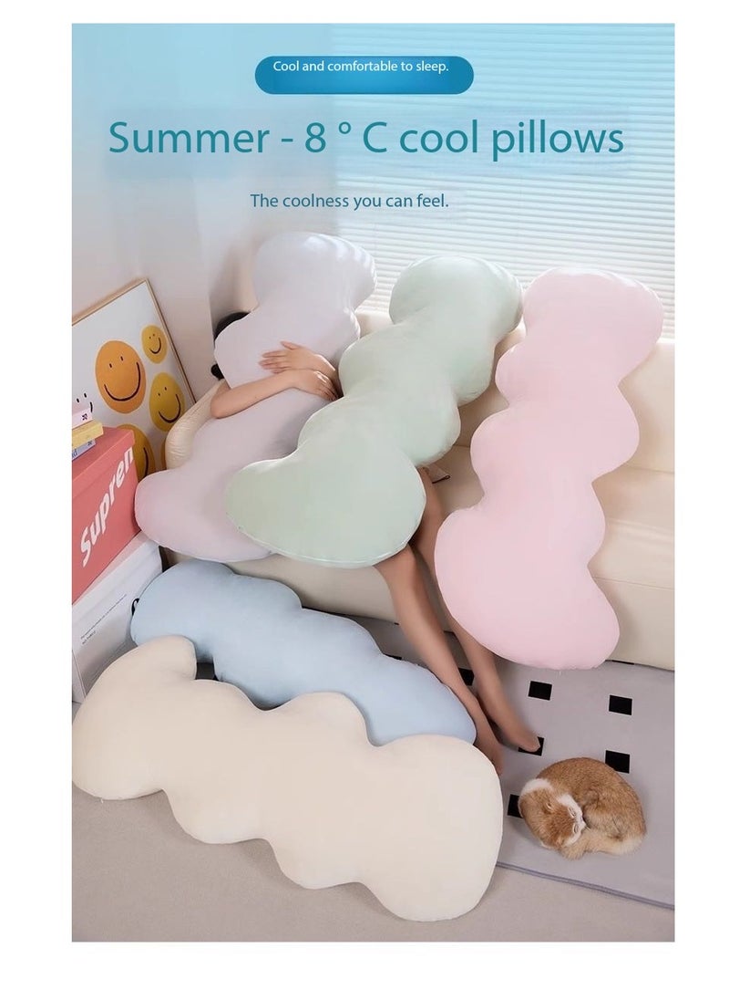 Ice Silk Adult Body Pillow 130cm Long Pillow Detachable and Washable Pregnant Women's Side Sleep Pillow Summer Cool and Breathable Pillow Multi functional Sofa Bedroom Napping Pillow Support Waist Back Legs Sleep Companion