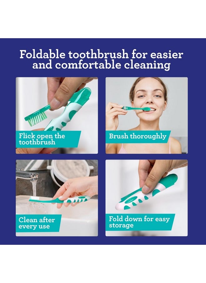 GuruNanda Folding Toothbrush with Built-in Cover, Perfect for Travel, Hiking & Camping, Compact & Portable, On-The-go Toothbrush with Soft Bristles & Ergonomic Handle, for Adults & Kids (1 Count)