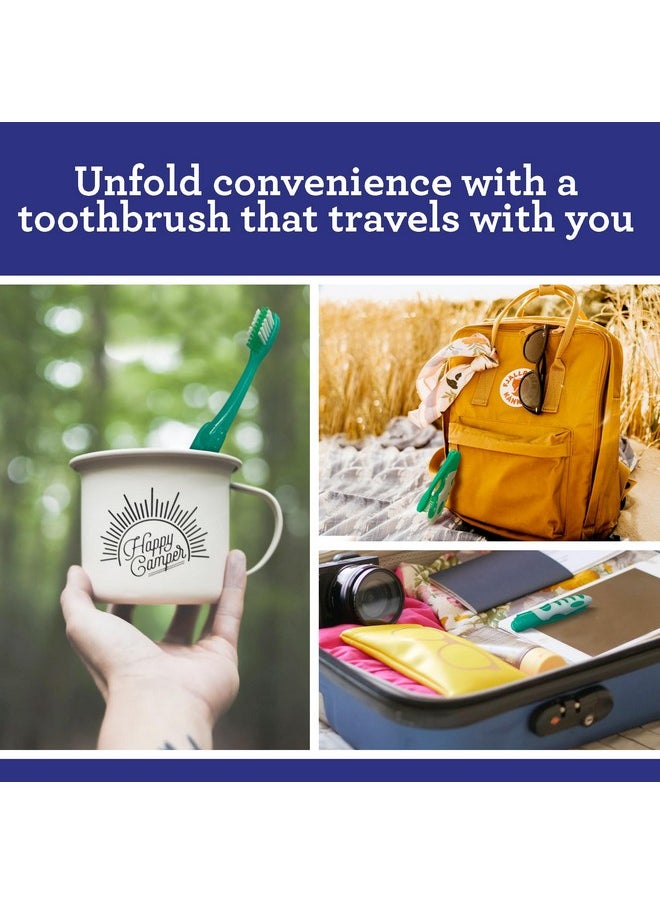 GuruNanda Folding Toothbrush with Built-in Cover, Perfect for Travel, Hiking & Camping, Compact & Portable, On-The-go Toothbrush with Soft Bristles & Ergonomic Handle, for Adults & Kids (1 Count)