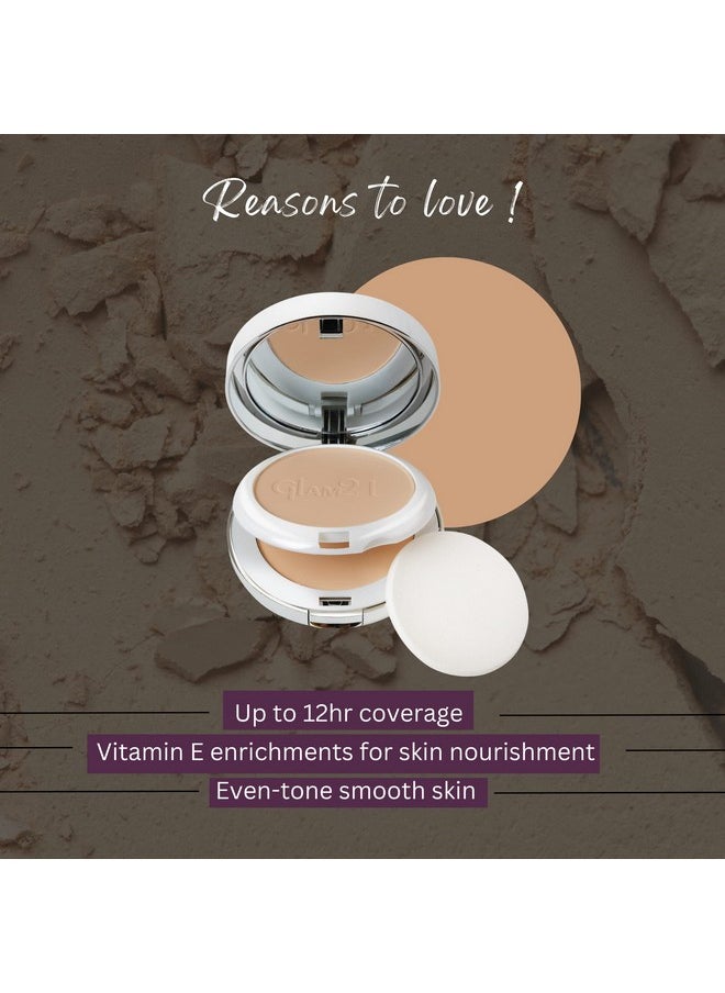 Glam21 2 In 1 Hd Compact Powder Oil Free Formula Long Lasting Freshness 12Hrs Stay Natural Matte Finishlight Medium20Gm