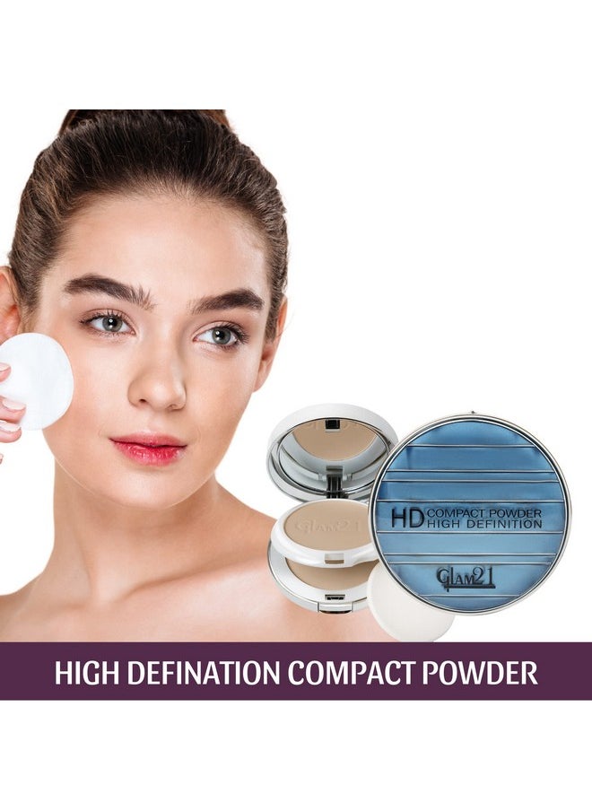 Glam21 2 In 1 Hd Compact Powder Oil Free Formula Long Lasting Freshness 12Hrs Stay Natural Matte Finishlight Medium20Gm