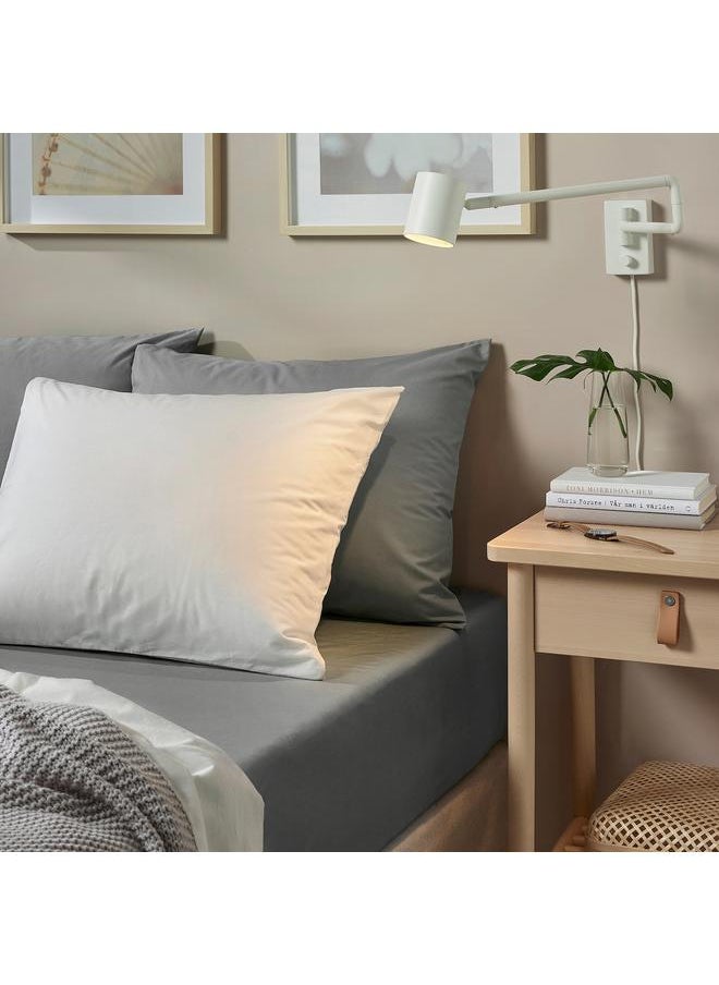 Fitted sheet, grey, 140x200 cm