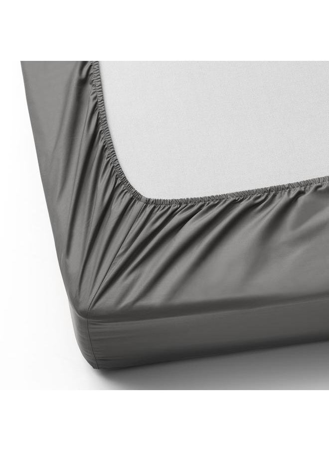 Fitted sheet, grey, 140x200 cm