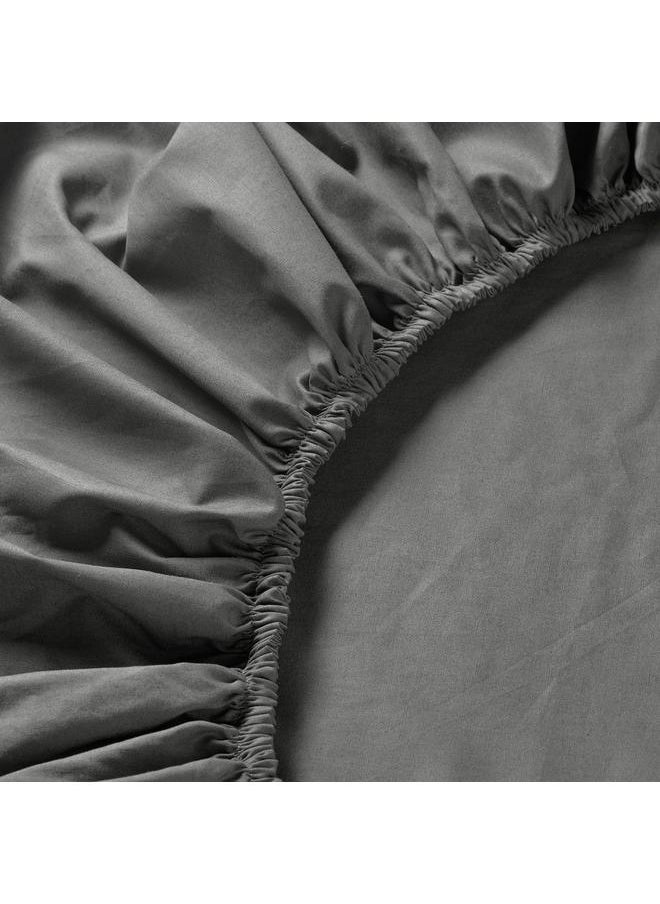 Fitted sheet, grey, 140x200 cm
