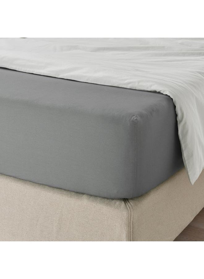 Fitted sheet, grey, 140x200 cm