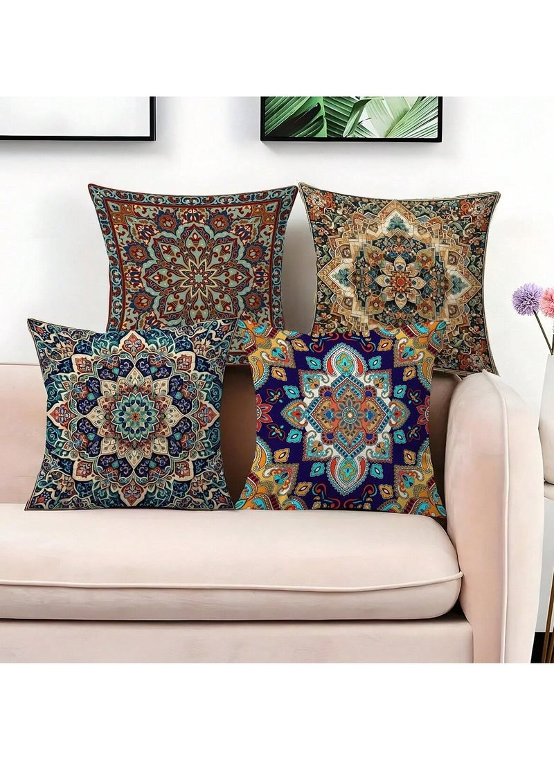 Retro bohemian design pillowcases 4 pcs without filling
