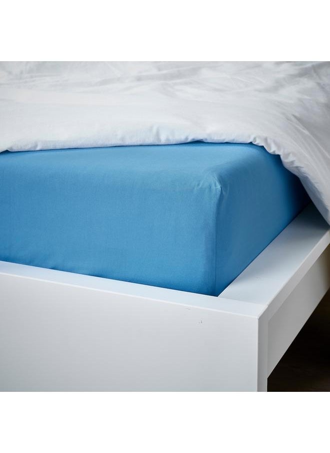 Fitted sheet, blue, 180x200 cm